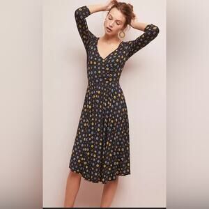 NWT Anthropologie Maeve Archival Faux Wrap Dress Women’s Size XL Jersey Midi